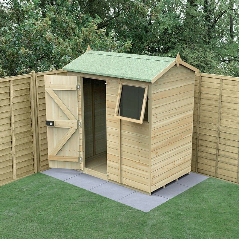 6' x 4' Forest Timberdale 25yr Guarantee Tongue & Groove Pressure Treated Reverse Apex Shed (1.93m x 1.37m) - Image 1