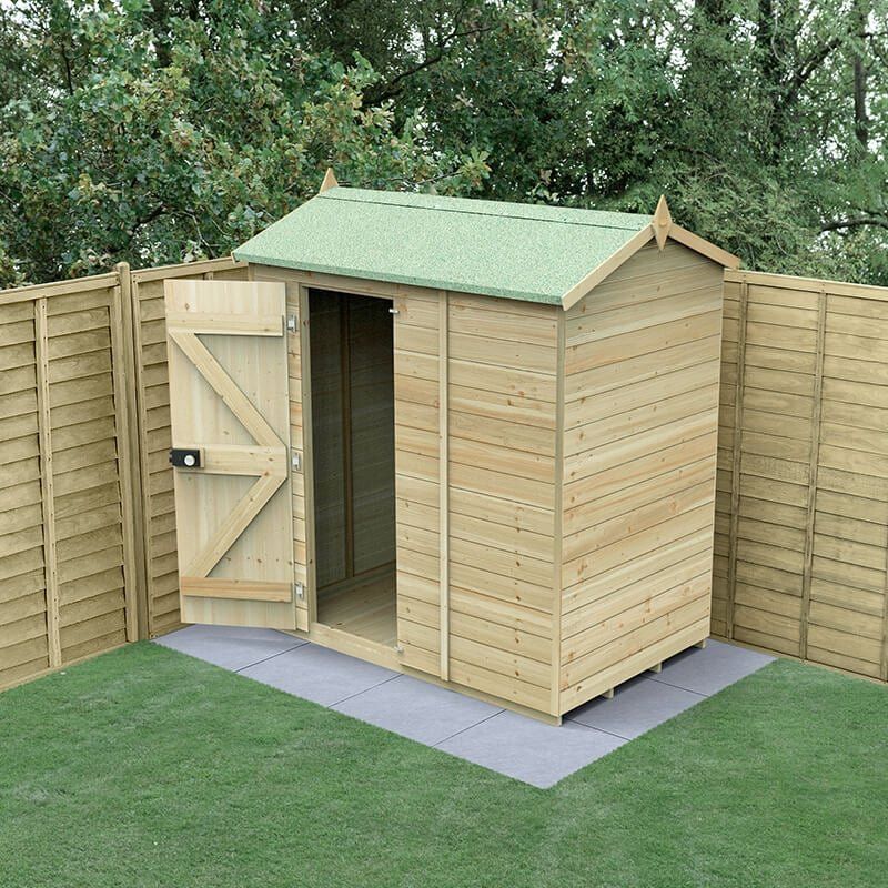 6' x 4' Forest Timberdale 25yr Guarantee Tongue & Groove Pressure Treated Windowless Reverse Apex Shed (1.93m x 1.37m) - Image 1