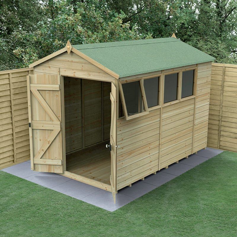 10' x 6' Forest Timberdale 25yr Guarantee Tongue & Groove Pressure Treated Double Door Apex Shed (3.05m x 2.03m) - Image 1