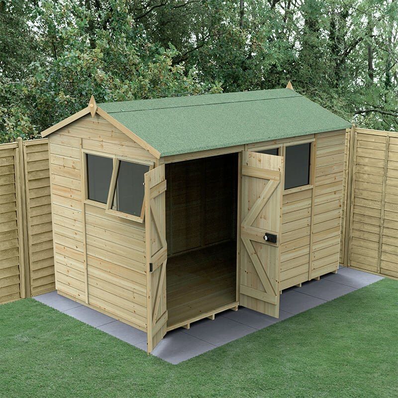 10' x 6' Forest Timberdale 25yr Guarantee Tongue & Groove Pressure Treated Double Door Reverse Apex Shed (3.05m x 2.03m) - Image 1