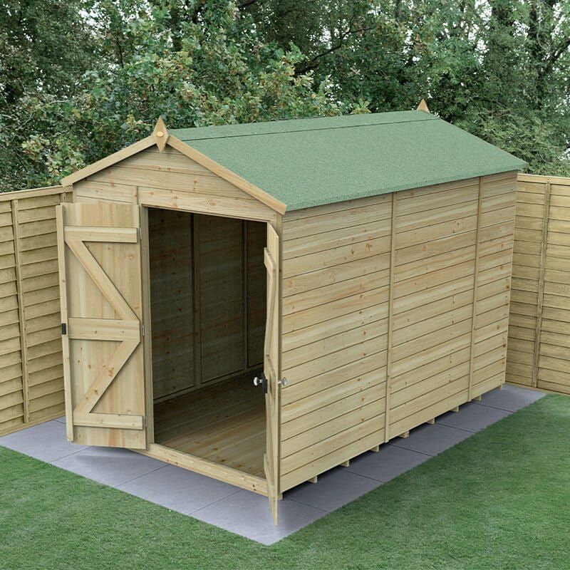 10' x 6' Forest Timberdale 25yr Guarantee Tongue & Groove Pressure Treated Windowless Double Door Apex Shed (3.05m x 2.03m) - Image 1
