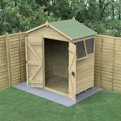 6' x 4' Forest Timberdale 25yr Guarantee Tongue & Groove Pressure Treated Double Door Apex Shed (2.03m x 1.28m)