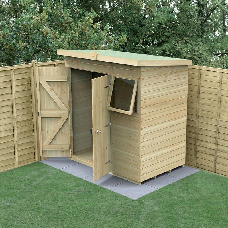 6' x 4' Forest Timberdale 25yr Guarantee Tongue & Groove Pressure Treated Double Door Pent Shed (1.95m x 1.38m) - Image 1