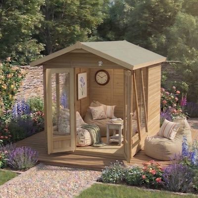 8' x 6' Forest Timberdale 25yr Guarantee Double Door Apex Summer House - 5 Windows (2.73m x 2.10m)