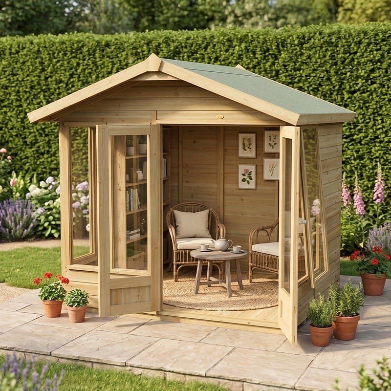 7' x 5' Forest Timberdale 25yr Guarantee Double Door Apex Summer House (2.39m x 1.84m) - Image 1