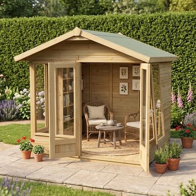 7' x 5' Forest Timberdale 25yr Guarantee Double Door Apex Summer House (2.39m x 1.84m)