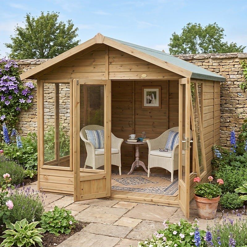 10' x 8' Forest Timberdale 25yr Guarantee Double Door Apex Summer House (3.32m x 2.69m) - Image 1