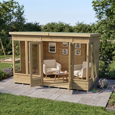 10' x 6' Forest Timberdale 25yr Guarantee Double Door Pent Summer House (3.07m x 2.02m)