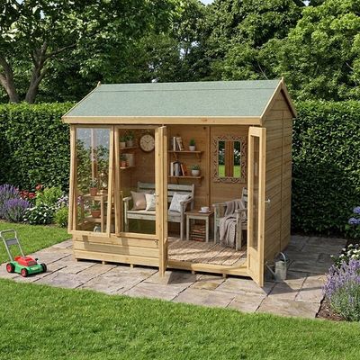 8' x 6' Forest Timberdale 25yr Guarantee Double Door Reverse Apex Summer House (2.46m x 2.10m)