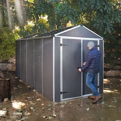 6' x 12' Palram Canopia Rubicon Multi-Wall Premium Dark Grey Plastic Shed (1.85m x 3.79m)
