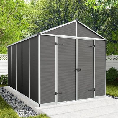 8' x 12' Palram Canopia Rubicon Multi-Wall Premium Dark Grey Plastic Shed (2.37m x 3.77m)