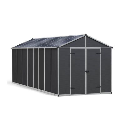 8' x 20' Palram Canopia Rubicon Multi-Wall Premium Dark Grey Plastic Shed (2.37m x 6.03m)