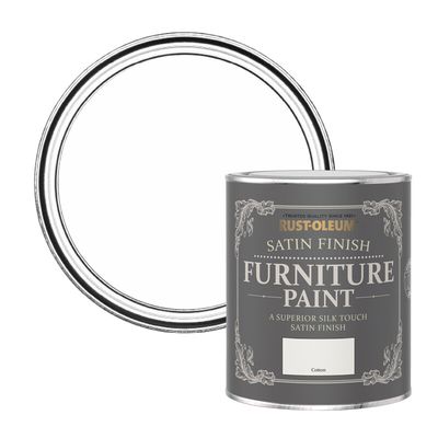 Rust-Oleum Satin Furniture Paint Cotton (White) 750ml - White