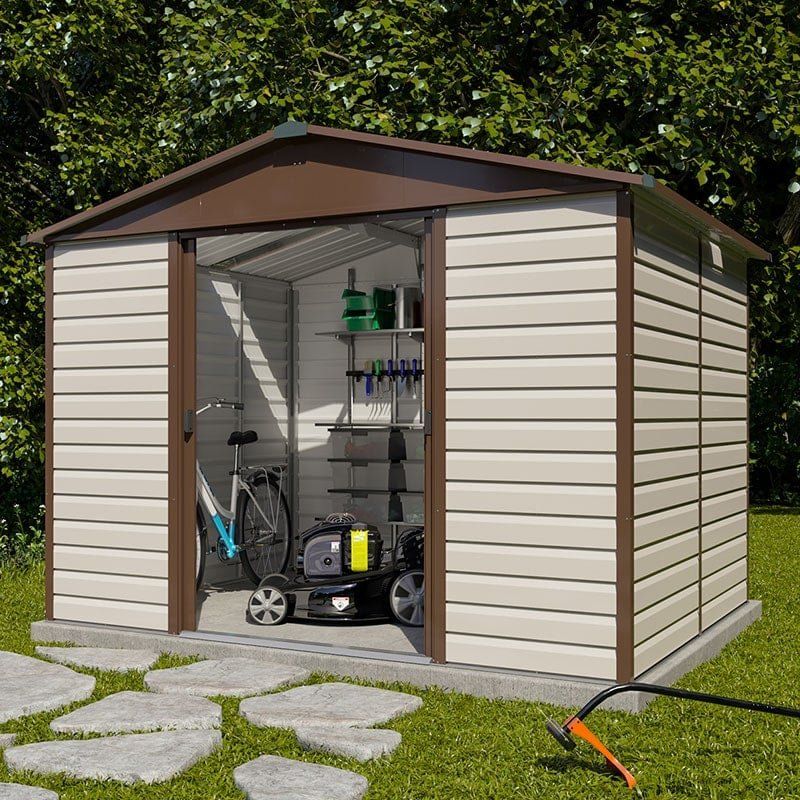10' x 8' Yardmaster Shiplap Metal Shed Brown Finish (3.03m x 2.37m) - Image 1