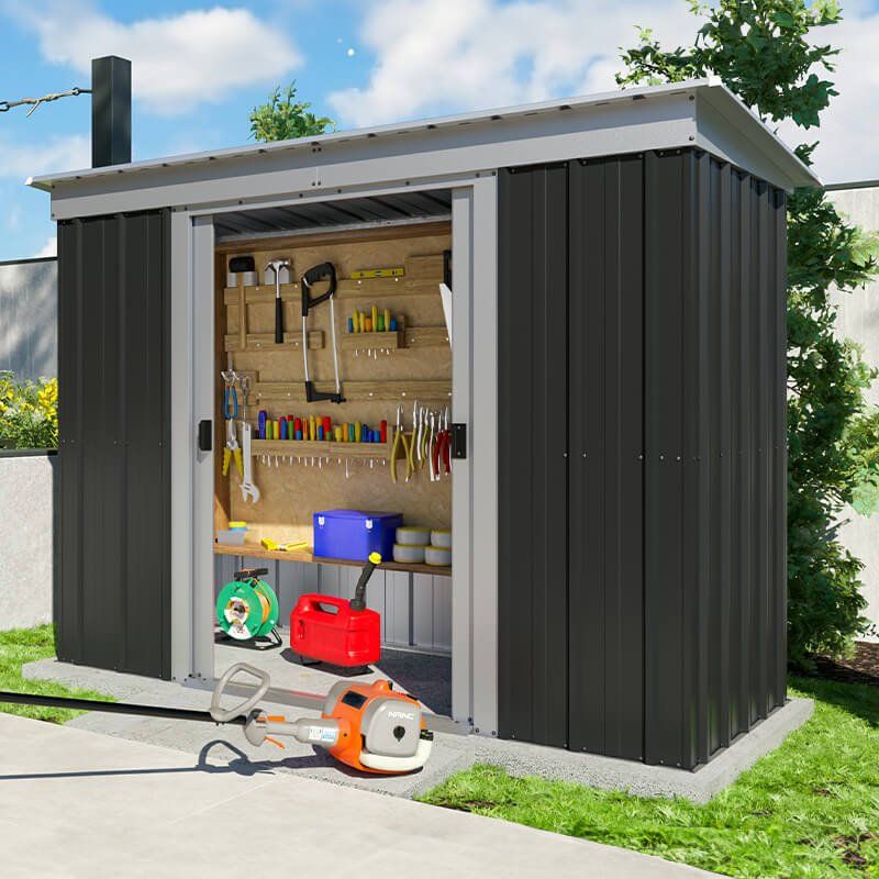 8' x 4' Yardmaster Castleton Anthracite Pent Metal Shed (2.38m x 1.19m) - Image 1