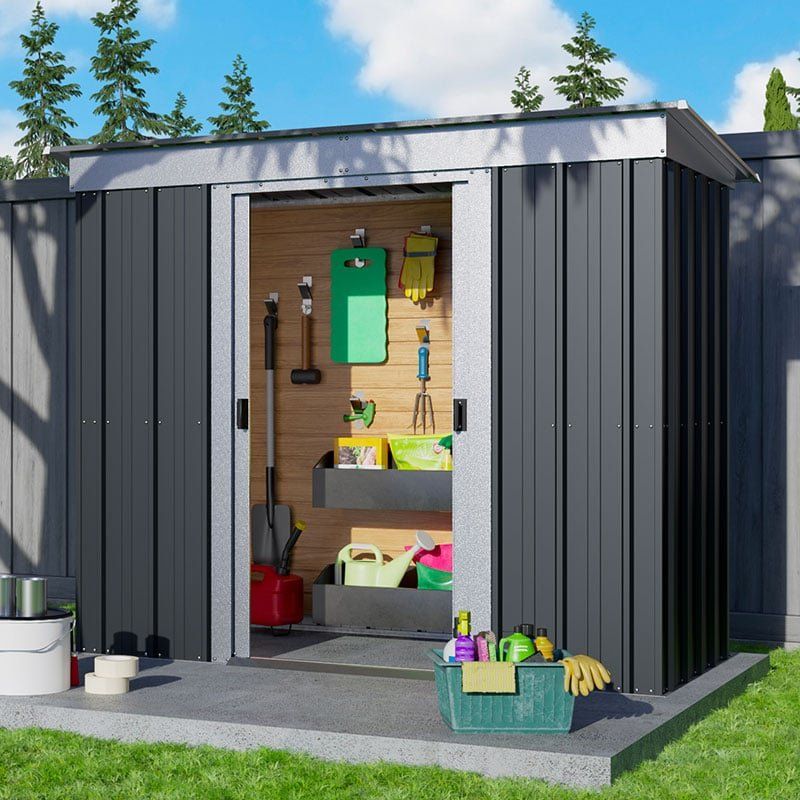 6' x 4' Yardmaster Castleton Anthracite Pent Metal Shed (1.98m x 1.19m) - Image 1