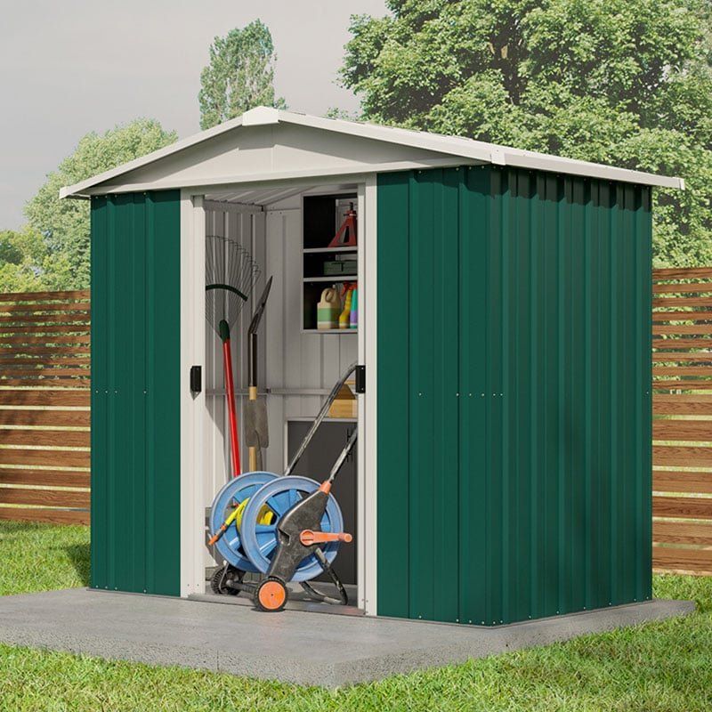 6'8 x 4'6 Yardmaster Green Metal Shed (2.02m x 1.37m) - Image 1