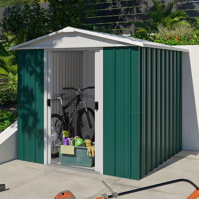 6'8 x 6'6' Yardmaster Green Metal Shed (2.02m x 1.97m) - Image 1
