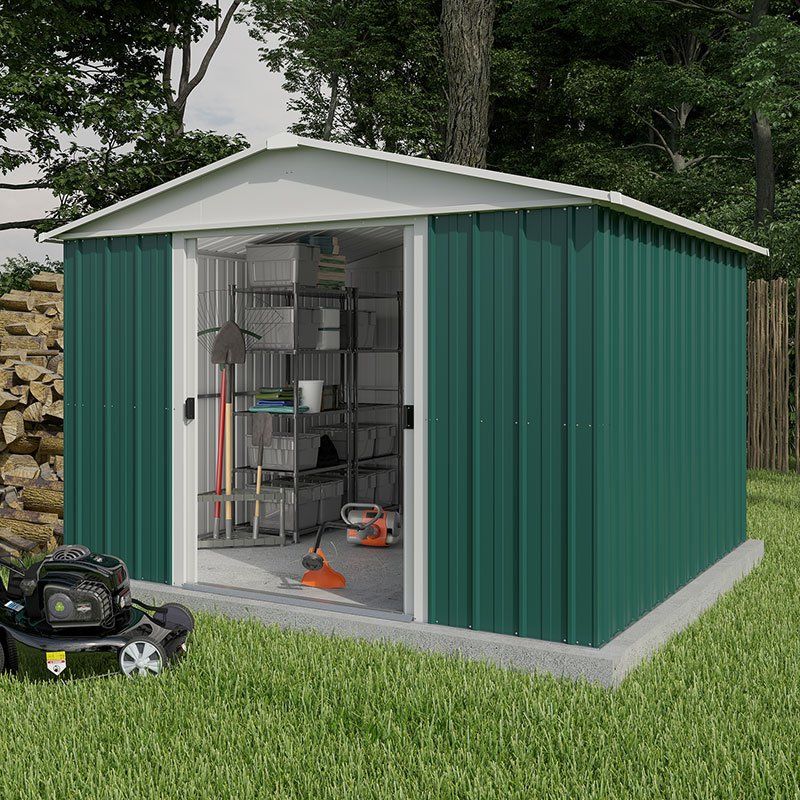 10' x 10' Yardmaster Green Metal Shed (3.03m x 2.98m) - Image 1
