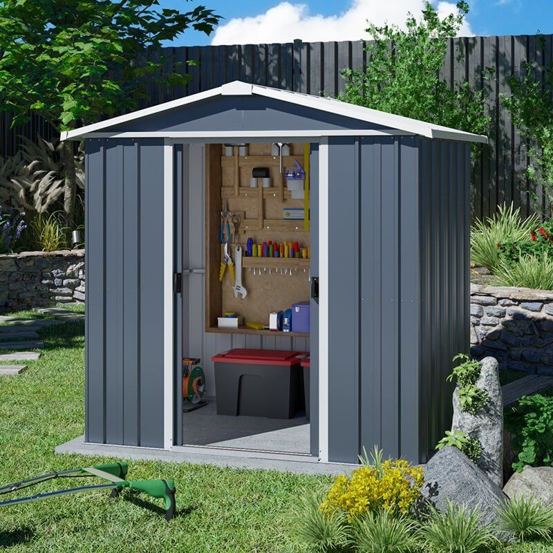 6'8 x 4'6 Yardmaster Castleton Anthracite Metal Shed (2.02m x 1.37m) - Image 1