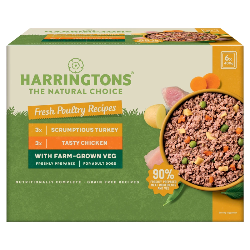 Pack of 6 Harringtons Grain Free Dog Food Trays 400g - Poultry - Image 1