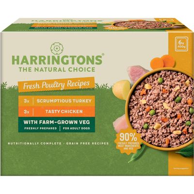 Pack of 6 Harringtons Grain Free Dog Food Trays 400g - Poultry - Thumbnail 2