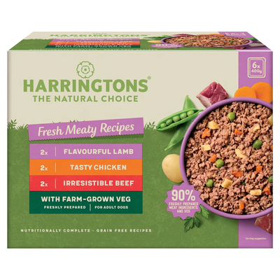 Pack of 6 Harringtons Grain Free Dog Food Trays 400g - Meaty