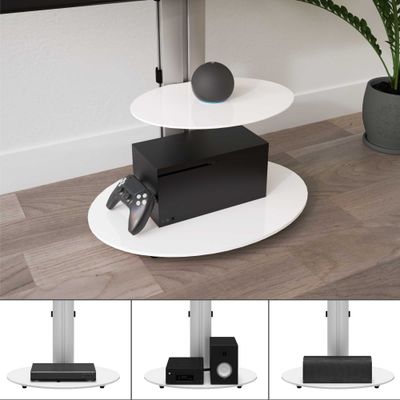 AVF Eno FSL600ENSW 600 mm TV Stand with Bracket - Silver & White, White,Silver/Grey