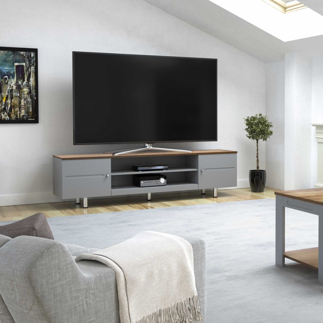 AVF Whitesands FS1900WSSG 1900 mm TV Stand - Grey & Rustic Wood, Silver/Grey - Image 1
