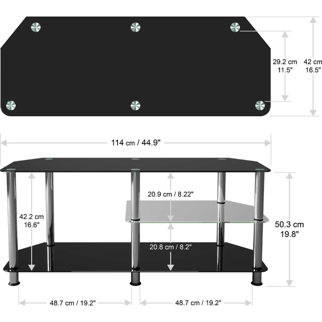 AVF Classic Glass Gaming SDC1140-5 1140 mm TV Stand - Black & Chrome, Black,Silver/Grey - Image 1