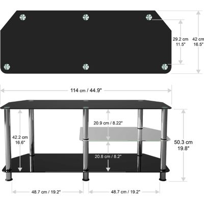 AVF Classic Glass Gaming SDC1140-5 1140 mm TV Stand - Black & Chrome, Black,Silver/Grey