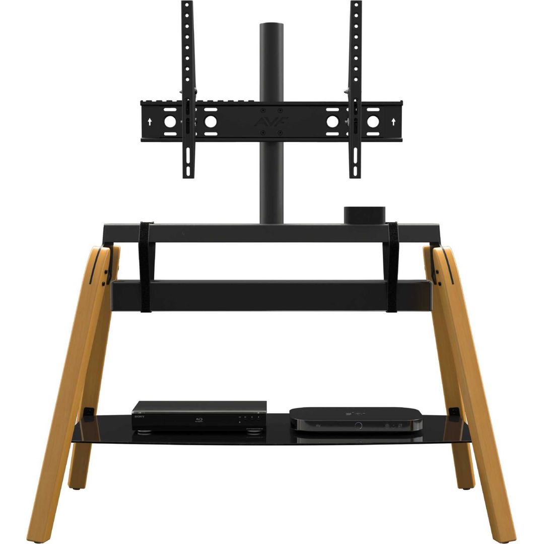 AVF Hoxton Quad FSL1120HOQLWB 1120 mm TV Stand with Bracket - Light Wood & Black, Black,Brown - Image 1