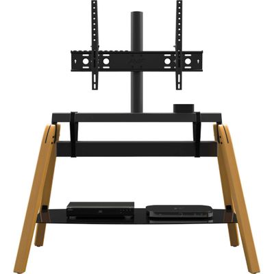 AVF Hoxton Quad FSL1120HOQLWB 1120 mm TV Stand with Bracket - Light Wood & Black, Black,Brown