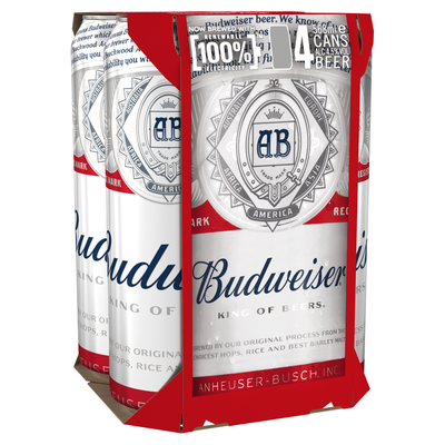 Budweiser Lager Beer Cans 4x568ml