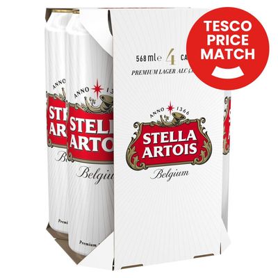 Stella Artois Premium Lager Beer Cans 4x568ml