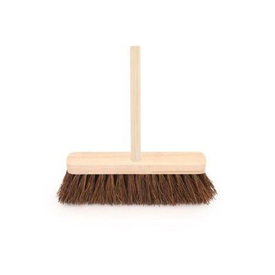Valuex Broom Head Stiff Bassine 12 Inches Wide Fitted With 4 Foot Wooden Handle - 0906214