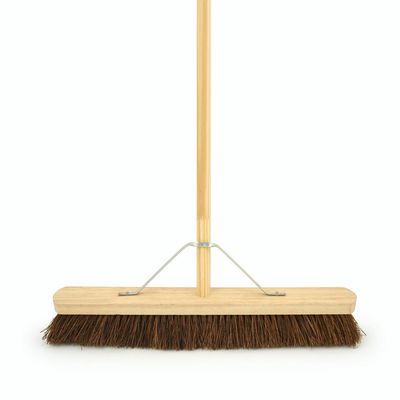 4Trade Bassine Wooden Broom with Metal Support Bracket, 610mm