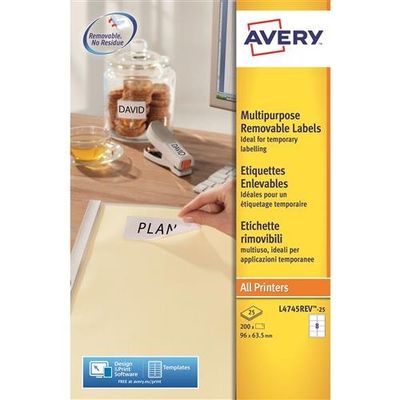 Avery White Removable Labels