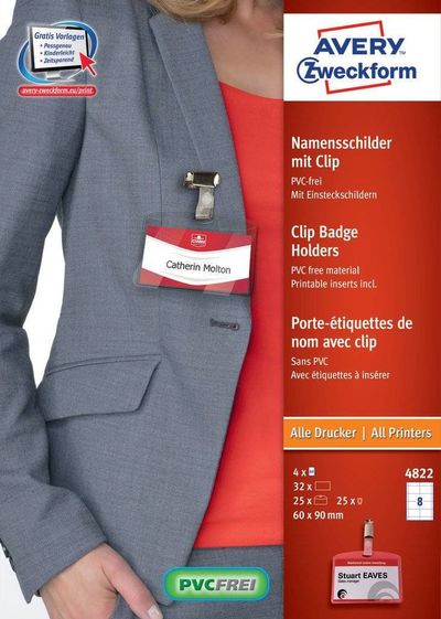 Avery 4822 non-adhesive label 32 pc(s) Transparent White Rectangle - Thumbnail 2