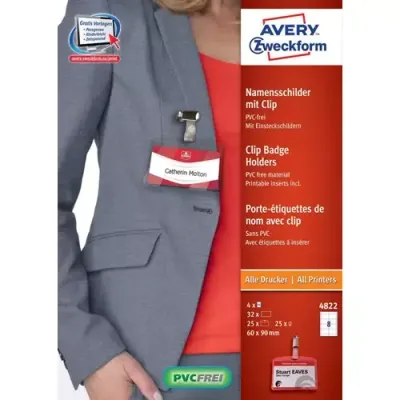 Avery 4822 non-adhesive label 32 pc(s) Transparent White Rectangle