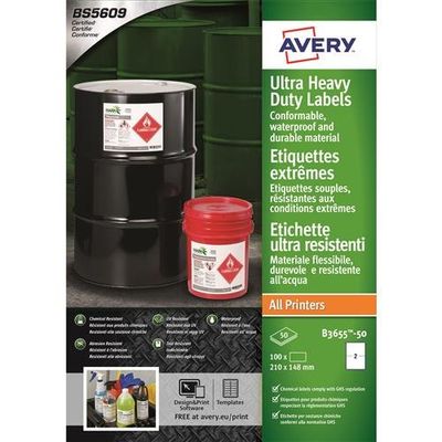 Avery B3655-50 self-adhesive label Rectangle Permanent White 100 pc(s)