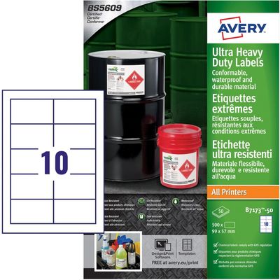 Avery B7173-50 self-adhesive label Rectangle Permanent White 500 pc(s)
