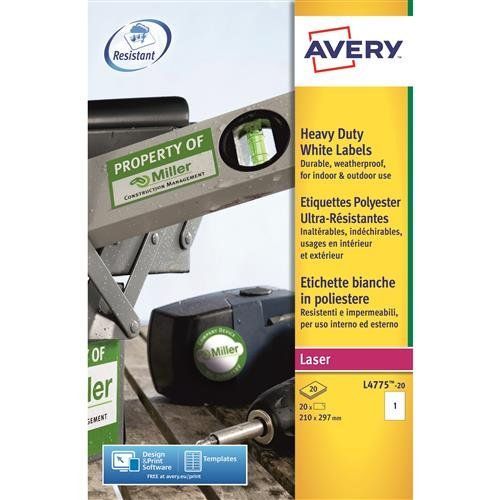 Avery L4775-20 self-adhesive label Rounded rectangle Permanent White 2 - Image 1
