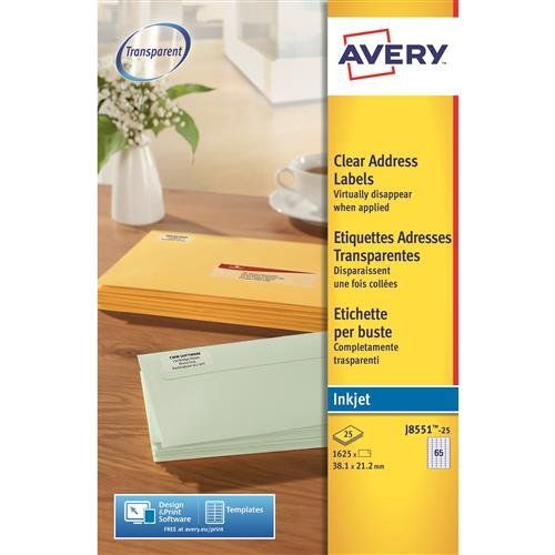 Avery Clear Mini Label- Ink jet - J8551 Transparent - Image 1