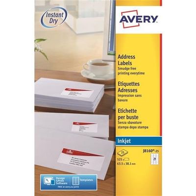 Avery J8160-25 printer label White