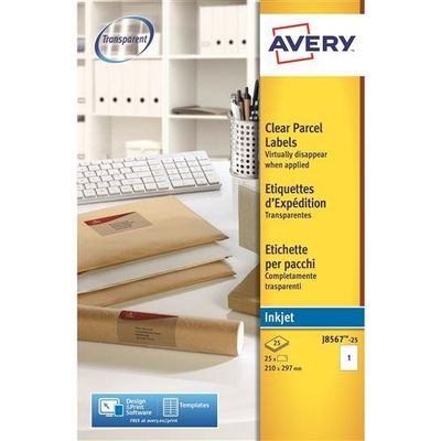 Avery J8567-25 printer label Transparent