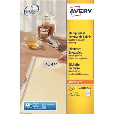 Avery L4736REV-25 self-adhesive label Rounded rectangle Removable Whit