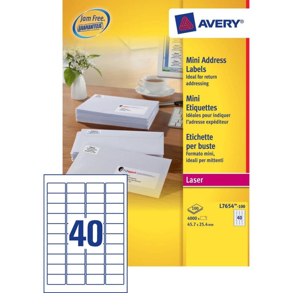 Avery Mini Laser labels, 45.7 x 25.4 mm - Image 1
