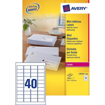 Avery Mini Laser labels, 45.7 x 25.4 mm
