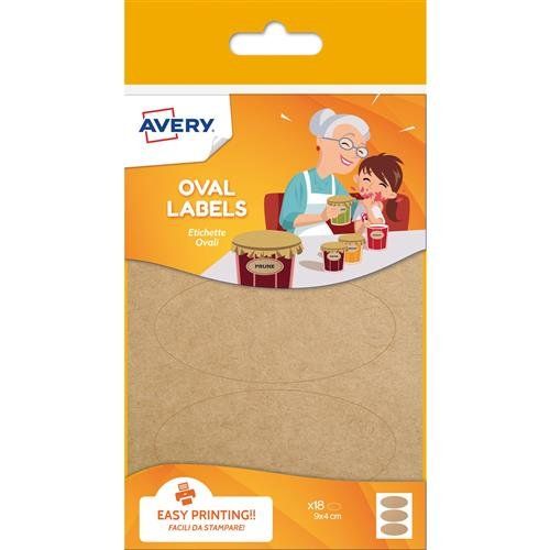 Avery UK Kraft Labels 41 x 89 mm Brown (Pack 18 Labels) - OVKR18.UK - Image 1